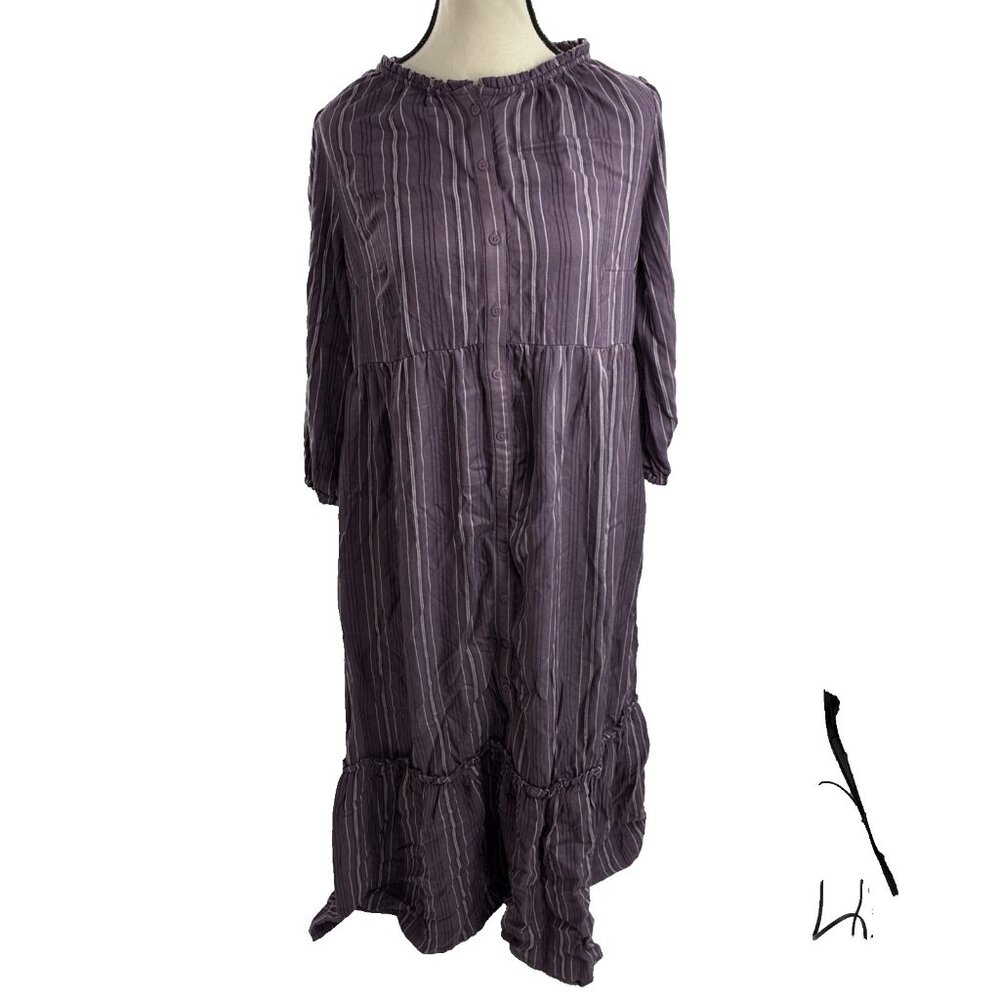 Isabel Maternity Womens Dress Boho Tiered Long Sleeve Size S Purple